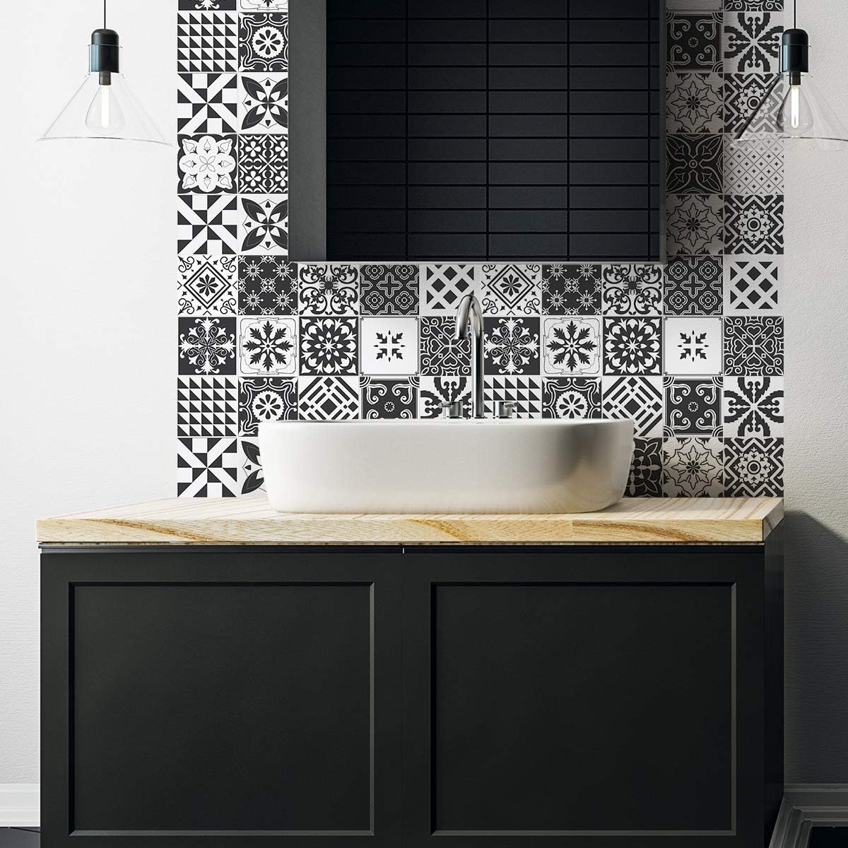 Ambiance Sticker Self-Adhesive Decorative Wall Decal Cement Tile for Bathroom and Kitchen Agustino - Pack of 24 Stickers of 20 x 20 cm - Image 4