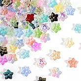Winsyison 40pcs Mini Flower Glass Spacer Beads, Colorful 5-Petal Flower Beads Charms, Floral Assortments Supplies for Jewelry Making Bracelets Necklace Earrings- Random Colors