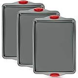 3 PCS Non-Stick Baking Sheet Pan by Boxiki Kitchen. Non-Toxic and Rimmed Carbon Steel Baking Sheet. Dent, Warp and Rust Resis