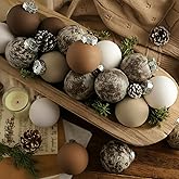 12 Pcs Matte Neutral Textured Christmas Ball Ornaments 2.36'' Brown Vintage Rustic Christmas Tree Decorations Modern Xmas Tree Hanging Shatterproof Ornaments with Loop for Farmhouse Boho Holiday Decor