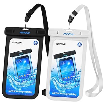 Mpow Waterproof Case, IPX 8 Cellphone Dry Bag for iPhone, Google Pixel, HTC, LG, Huawei, Sony, Nokia (2-Pack,Black&White)