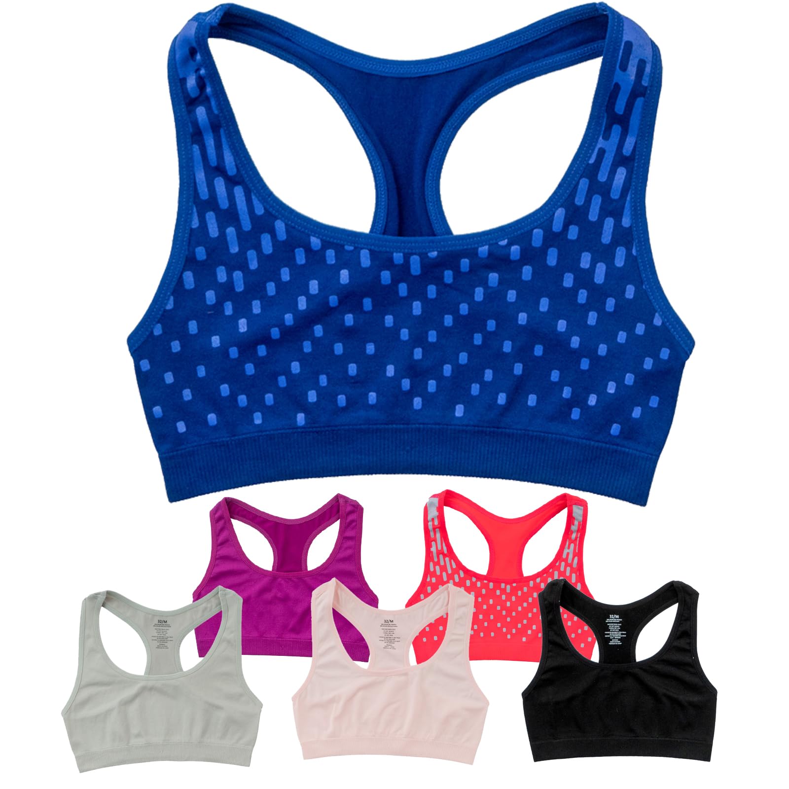 Photo 1 of Alyce Ives Intimates Seamless Girls Sports Bra, Pack of 6- Racerback Training Bras for Girls size 34/L
