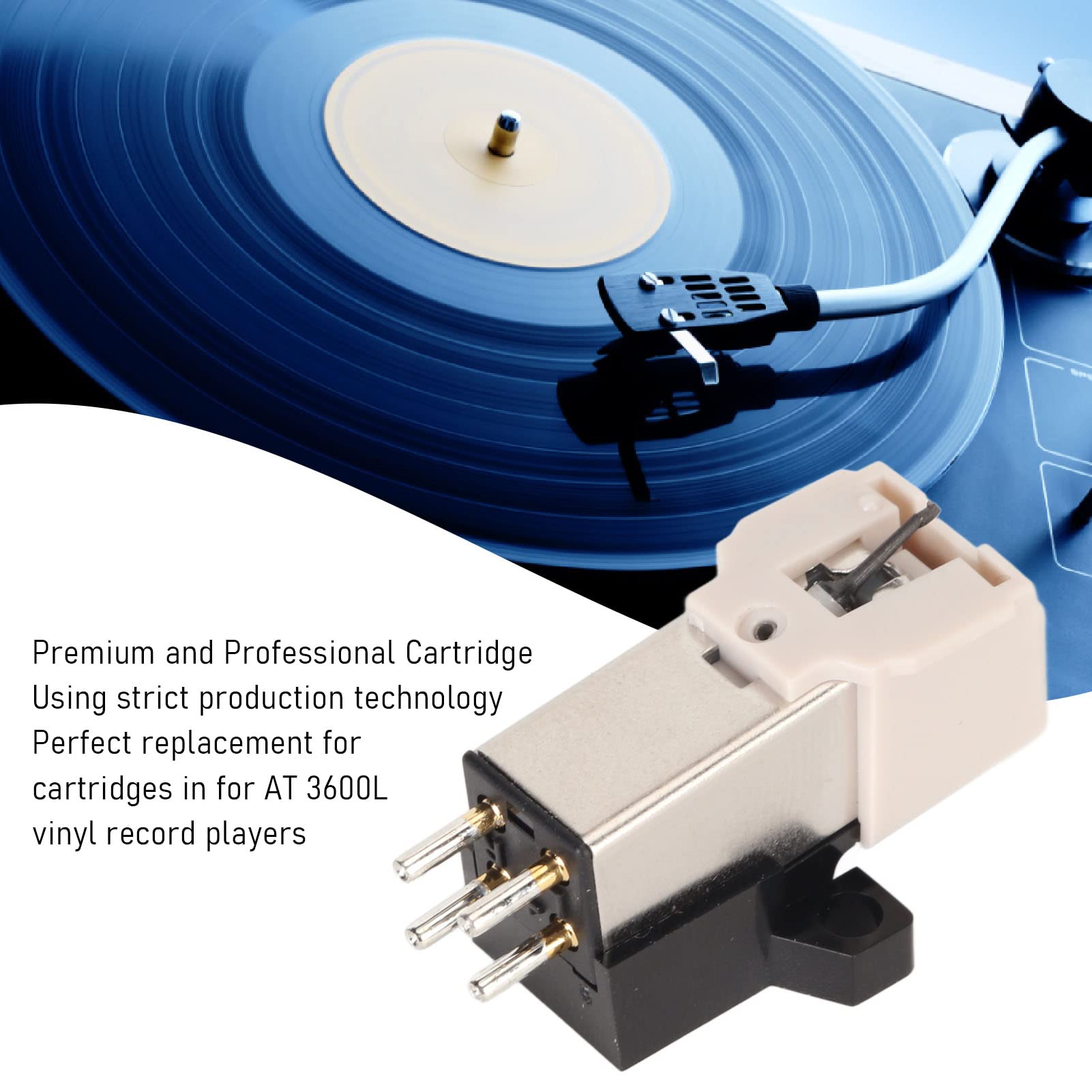 AT-3600L Magnetic Cartridge , LP Magnetic Cartridge with LP Needle, High Accuracy Replacement Magnet Turntable Cartridge for Turntable Record Player
