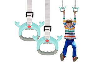YESIMET Gymnastics Rings, Professional Children Trapeze Bar Pull Up Rings, Kids Playground Home Exercise Gym Equipment, Children's Adjustable Strap Strength Training Rings