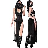 Sexy Y2K Rave Outfits Women Cutout Bodycon Dress Sleeveless Streetwear High Slit Long Hooded Dress wimsuit Cover Ups
