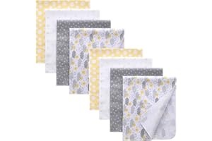 Waoot Kdet Cotton Flannel Receiving Blankets Baby 8 Pcs, Baby Swaddle Blankets, Infant Flannel Blanket 30 X 30 Inch for Boy Girl (Style6)