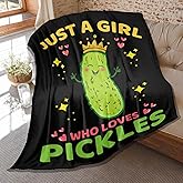 ZOE DAVISON Pickle Blanket,Pickles Gifts for Kids, Just A Girl Who Loves Pickles Flannel Blankets, Used for Bed Sofa,Lightweight Cozy Warm Fluffy Microfiber SMALL-50x40 Inches for Girls