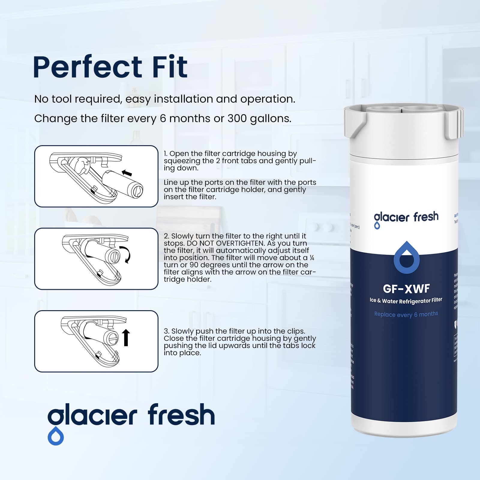 GLACIER FRESH XWF Replacement for GE XWF Refrigerator Water Filter Pack