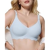 LUXMAY Soft Wireless Bra Comfortable Seamless Full Coverage Push Up Lace Everyday No Show Bras for Women