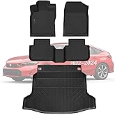 AltraVos Floor Mats & Trunk Mat for 2022 2023 2024 2025 2026 Honda Civic Hatchback (Only Hatchback), TPE All Weather Protection 2 Rows Full Set Car Floor Liners with Cargo Liner for Civic Accessories