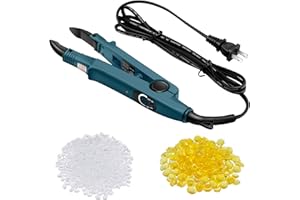 Zhehao Professional Hair Extensions Tool with Fusion Heat Iron Connector Wand, US Plug, 2 Bags Keratin Glue Granule Beads, C Head (Green)