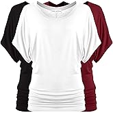 Free to Live 3 Pack Dolman Sleeve Tunic Dressy Business Casual Tops for Women Short Sleeve Shirts Work Outfits Travel Clothes