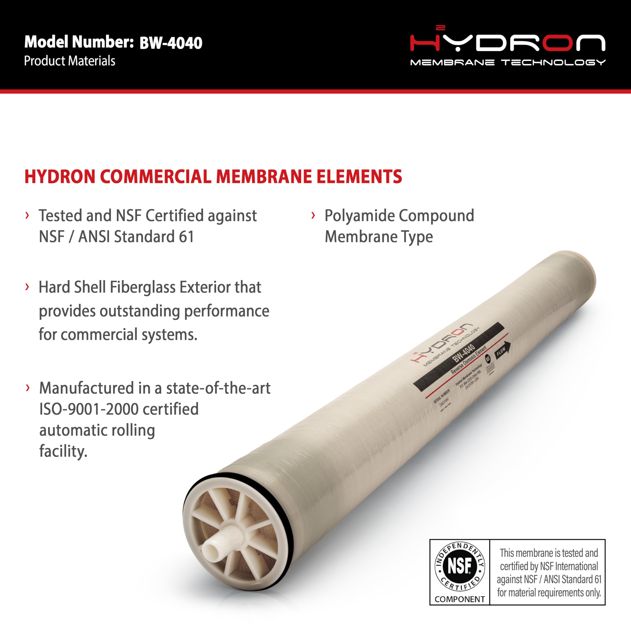 Hydron BW-4040 Reverse Osmosis Membrane – 4