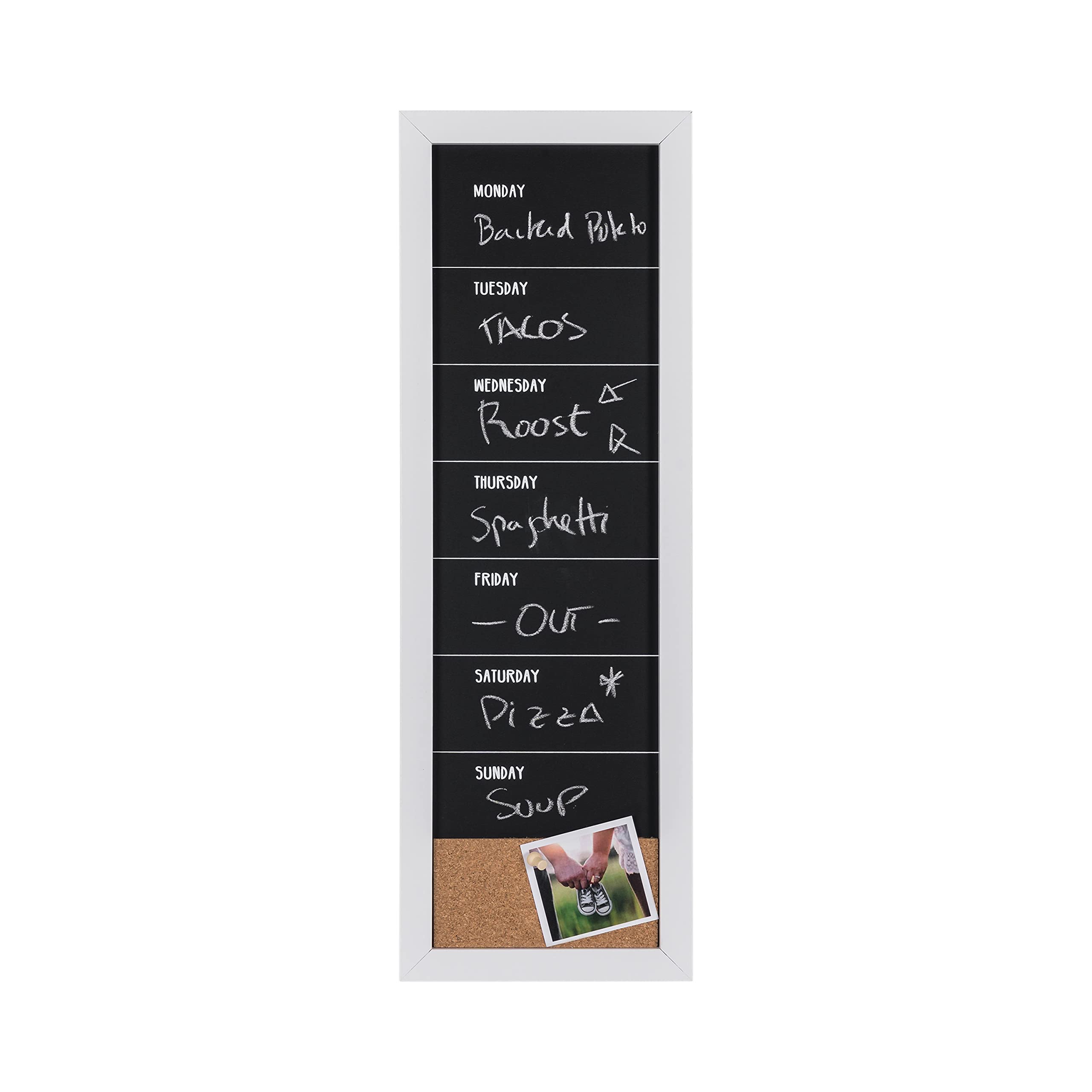 Bi-Office - Combo Chalkboard Week Planner, 200 x 600 mm, White Frame