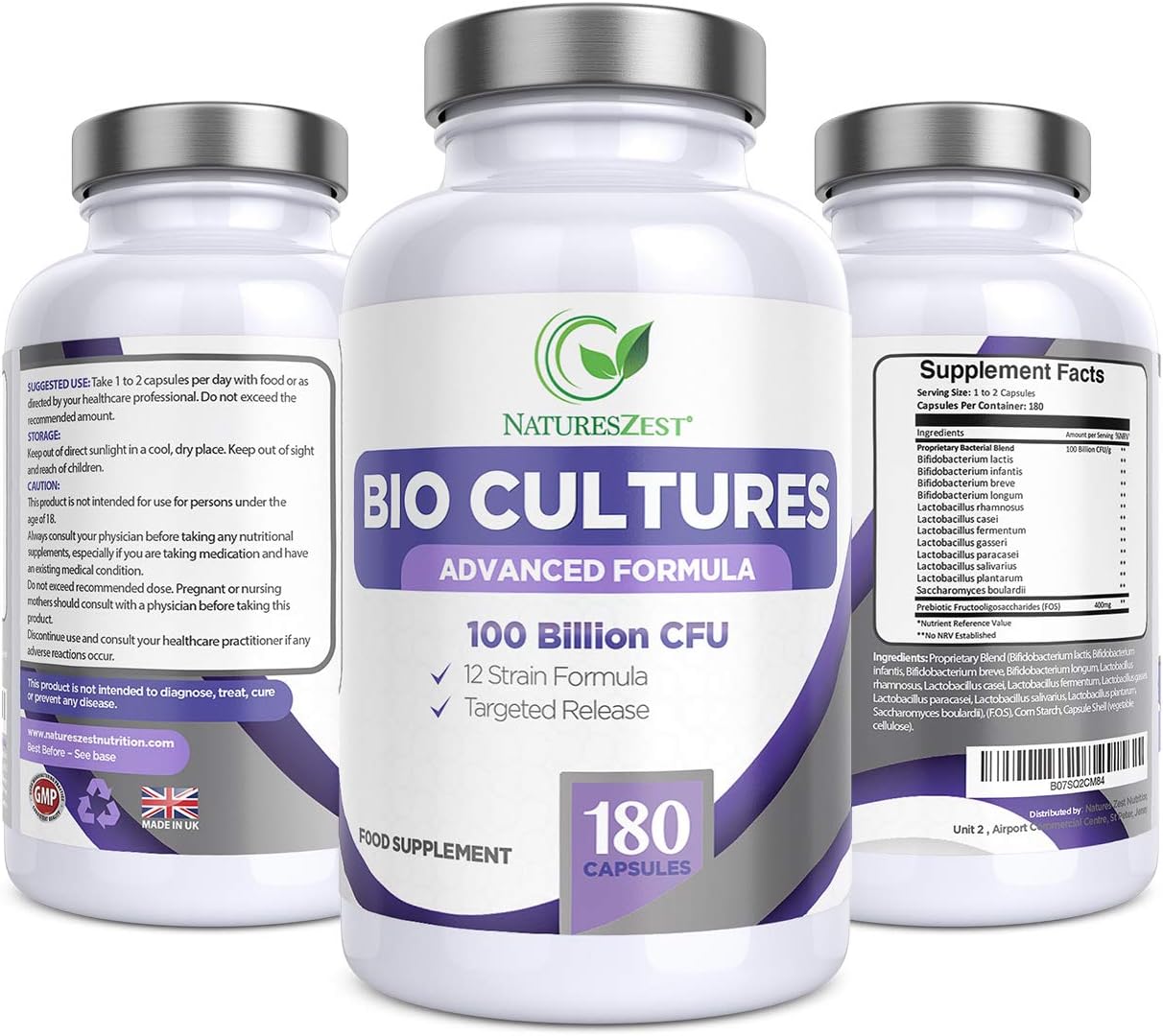 Bio Cultures Complex Probiotics & Prebiotics 100 Billion CFU, 6 Month Supply