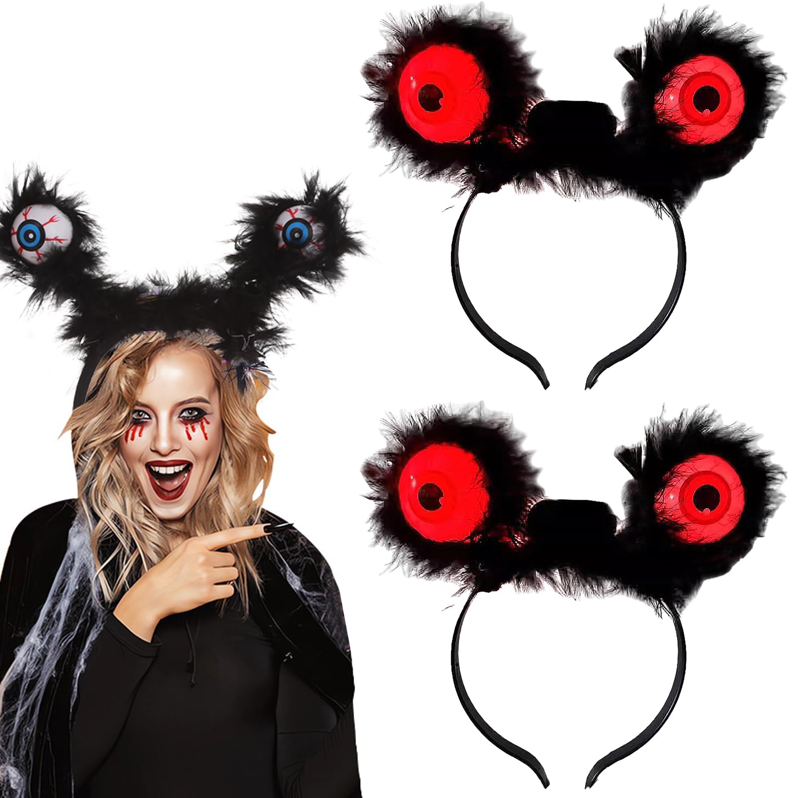 XineYuor 2PCS LED Halloween Headbands,Bright Halloween Headband,Halloween Decorative Headwear Unisex Halloween Headband Hair Accessories for Girls and Women Halloween Party (B)