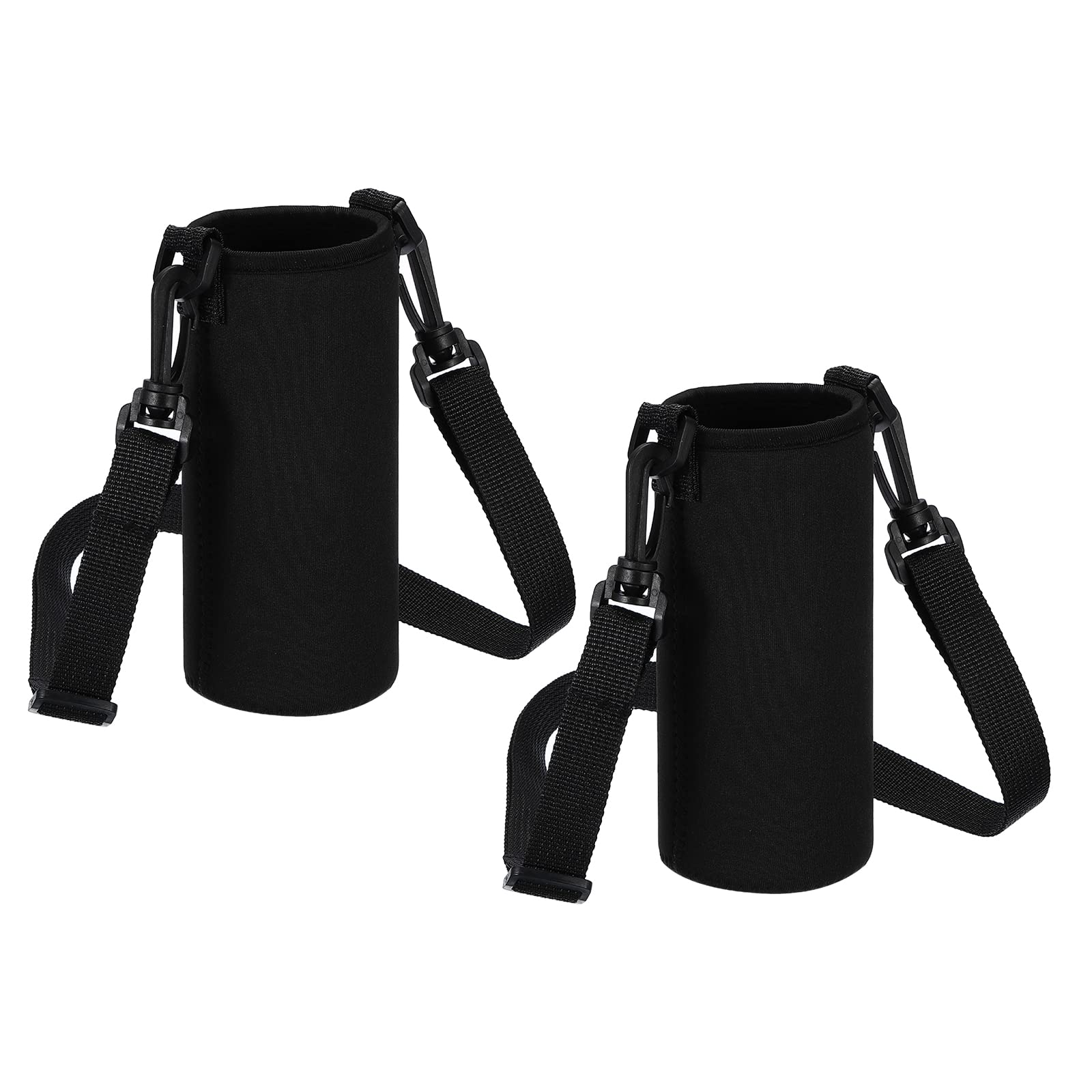 PATIKIL 65mmx155mm Water Bottle Sling Bag, 2 Pack Neoprene Portable Insulated Bottle Holder Carrier with Adjustable Shoulder Strap, Black