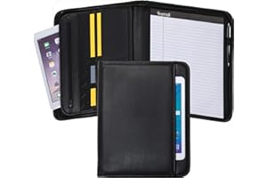 Samsill Professional Padfolio with Secure Zippered Closure, 10.1 Inch Tablet Sleeve, and 8.5 by 11 Inch Notepad, Black, Full Size (70820)