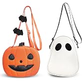 Sanwuta 2 Pack Halloween Purse Set for Women | Cute PU Leather Pumpkin Purse and Ghost Bag Crossbody Bags for Halloween Cosplay Party