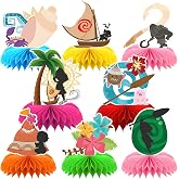 8Pcs Tropical Hawaiian Birthday Party Supplies, Tropical Luau Summer Honeycomb Centerpieces Cartoon Movie Theme 3D Table Decorations