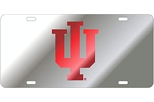 CRAFTIQUE Indiana University Hoosiers Silver Mirrored Auto License Plate Tag