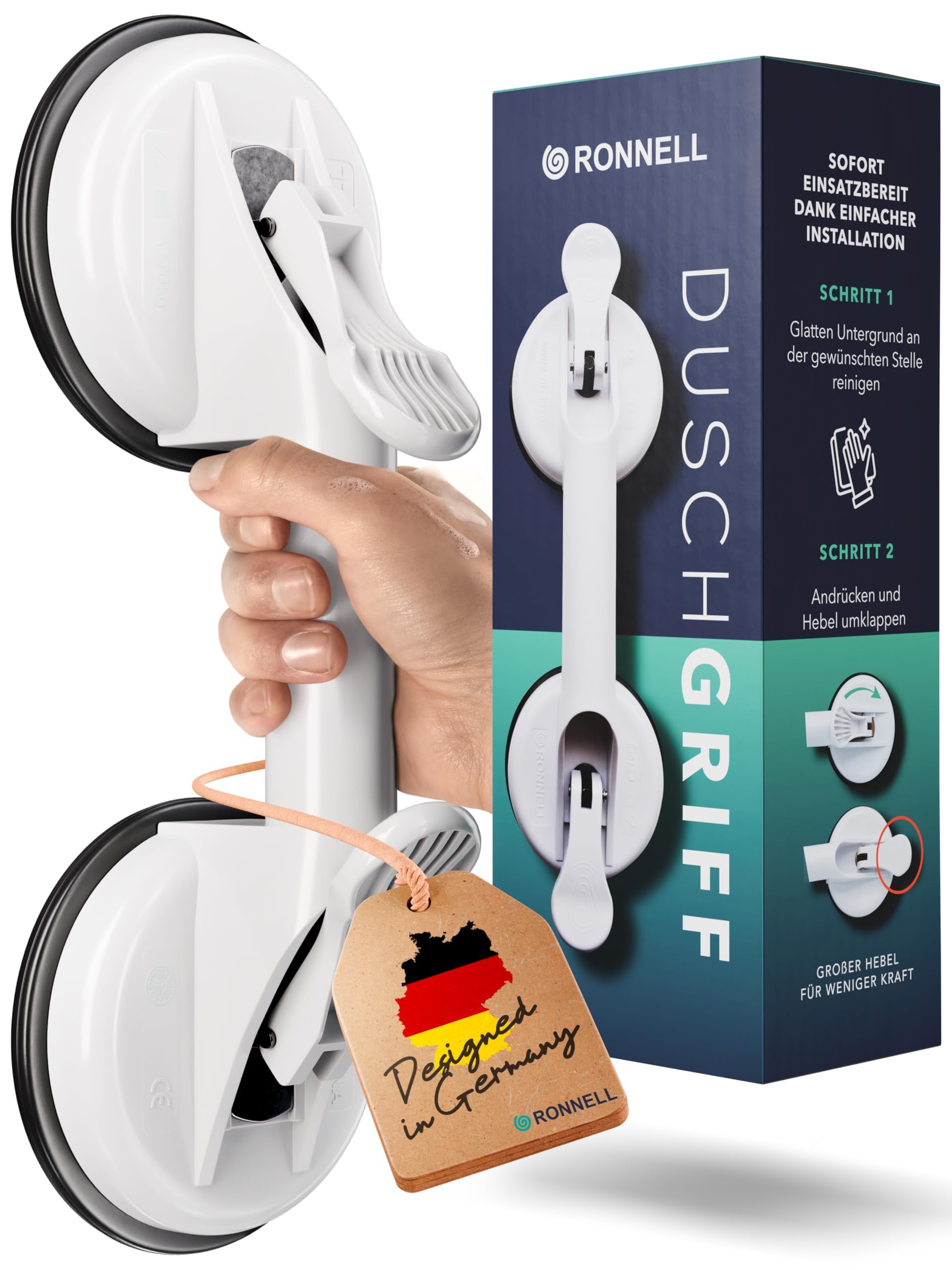 RONNELL Grab Bars for Seniors - Mega Strong Hold - Shower Grab Bar - Easy Installation No Drilling Required