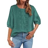 Embroidered Linen Cotton 3/4 Sleeve Tops for Women 2025 Summer Boho Tunic Plus Size High Low Blouses