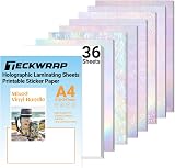 TECKWRAP Holographic Sticker Paper Kit A4 210x297mm 36 Sheets Matte White Inkjet view 1