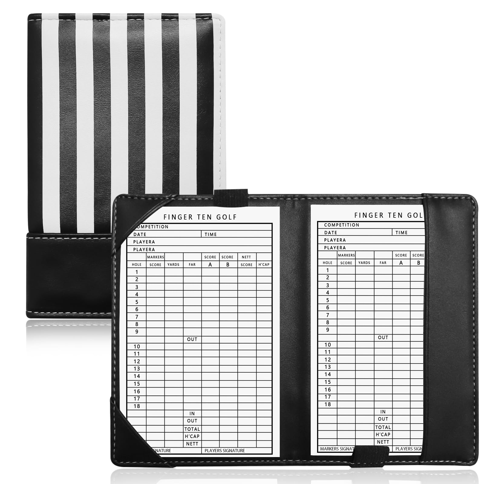 AXKAL Golf Scorecard Score Cards Holder Book Leather Four-leaf Clover Pattern Value Pack, Golf Yardage Books Deluxe Pocket Score Card Covers Gift for Men Women Golfer (Carbon)