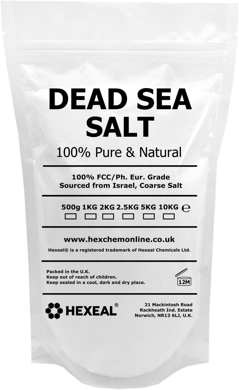 Hexeal DEAD SEA SALT | 1KG PREMIUM POUCH | 100% Natural | FCC Food Grade
