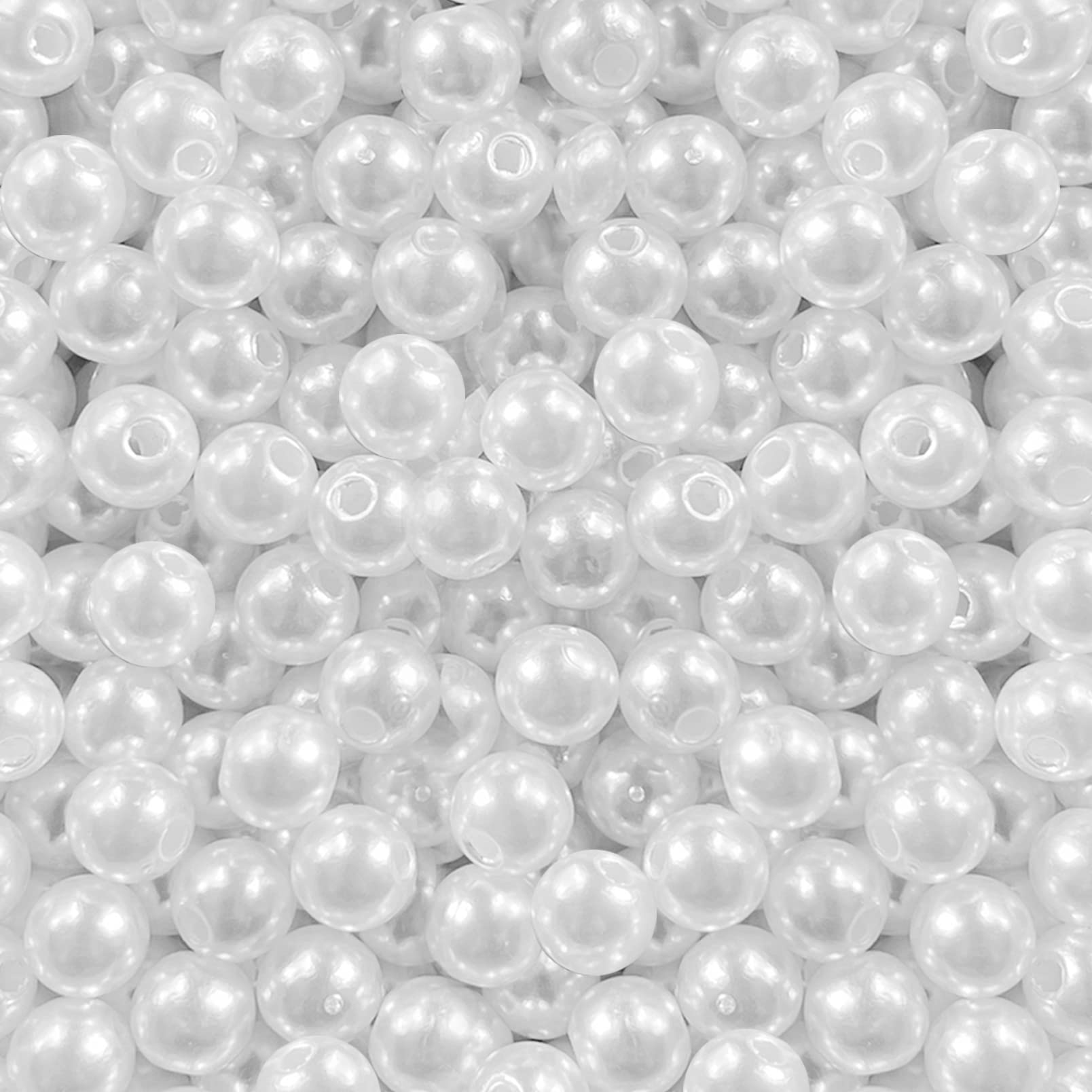 HILELIFE Pearl Beads for Jewelry Making - 700 PCS 8mm White Pearls for Jewelry Making, Pearls for Crafts, Round Loose Beads with Hole for Necklaces Bracelets Earrings Choker Making