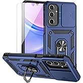 for Samsung Galaxy A16 5G Case with Camera Lens Cover HD Screen Protector, Dual Layer Military-Grade Drop Tested Magnetic Ring Holder Kickstand Protective Phone Case for Samsung Galaxy A16 5G (Navy)