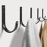 Josmimic 22LB Heavy Duty Wall Hooks 5 Pack Aluminum Matte Black