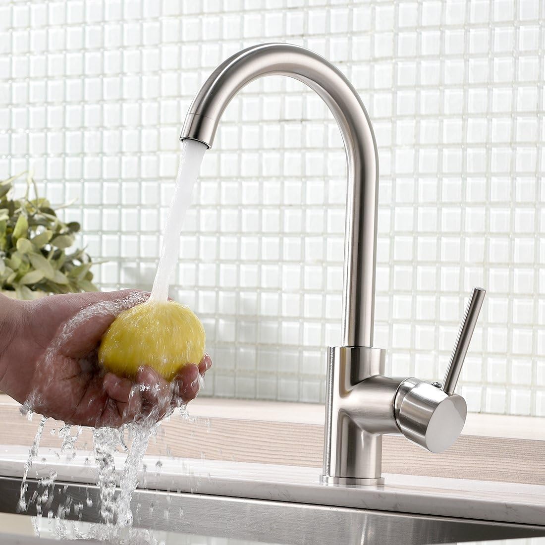 Modern Bar Sink Faucet -Gimili Bar faucet for Kitchen Sink Single Handle Hot and Cold, Brush Nickle Prep Sink Faucet - - 