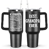 Ceovfoi 40 oz Grandpa Tumbler with Handle Lid and Straw,Black Grandpa Stainless Steel Cups Mug water Botter,Fathers Day Gift For Grandpa From Grandson,Granddaughter