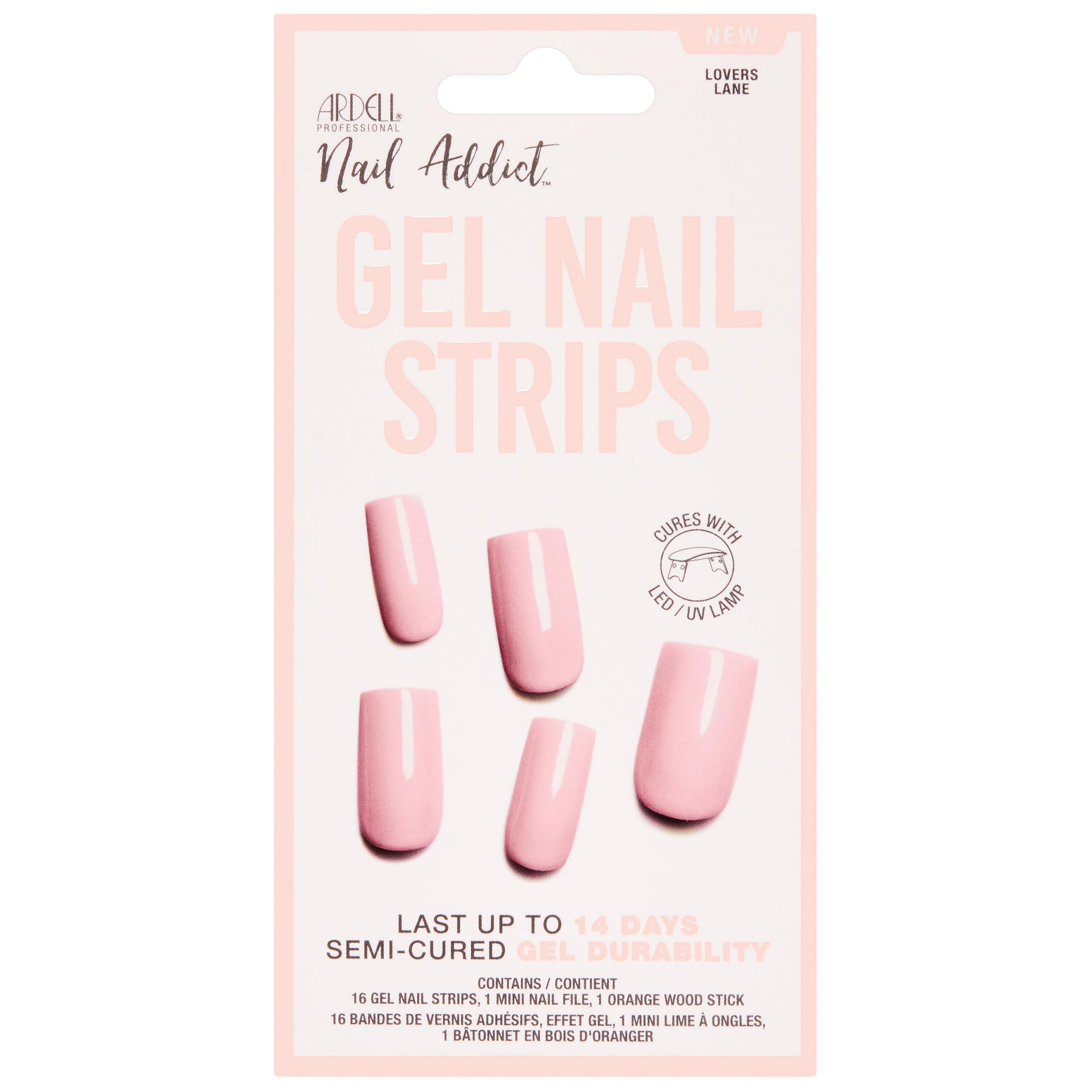 Ardell Nail Addict Gel Nail Strips, Lovers Lane, 16 Strips, Semi-Cured, Nail File Included (Pack of 1)