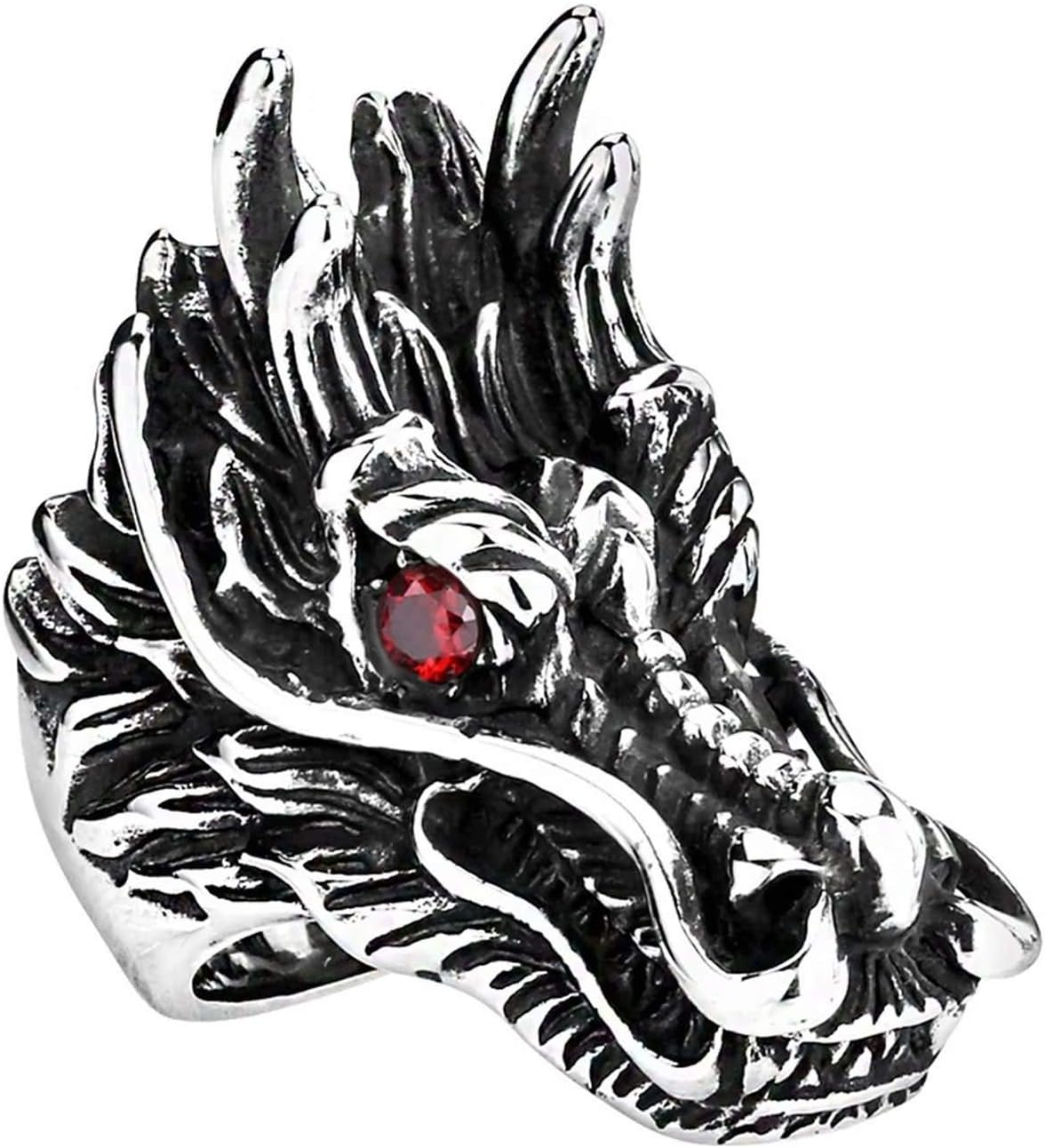Bishilin Stainless Steel Rings Men 22.5MM Dragon Head Wedding Ring Anniversary Cool Ring Mem