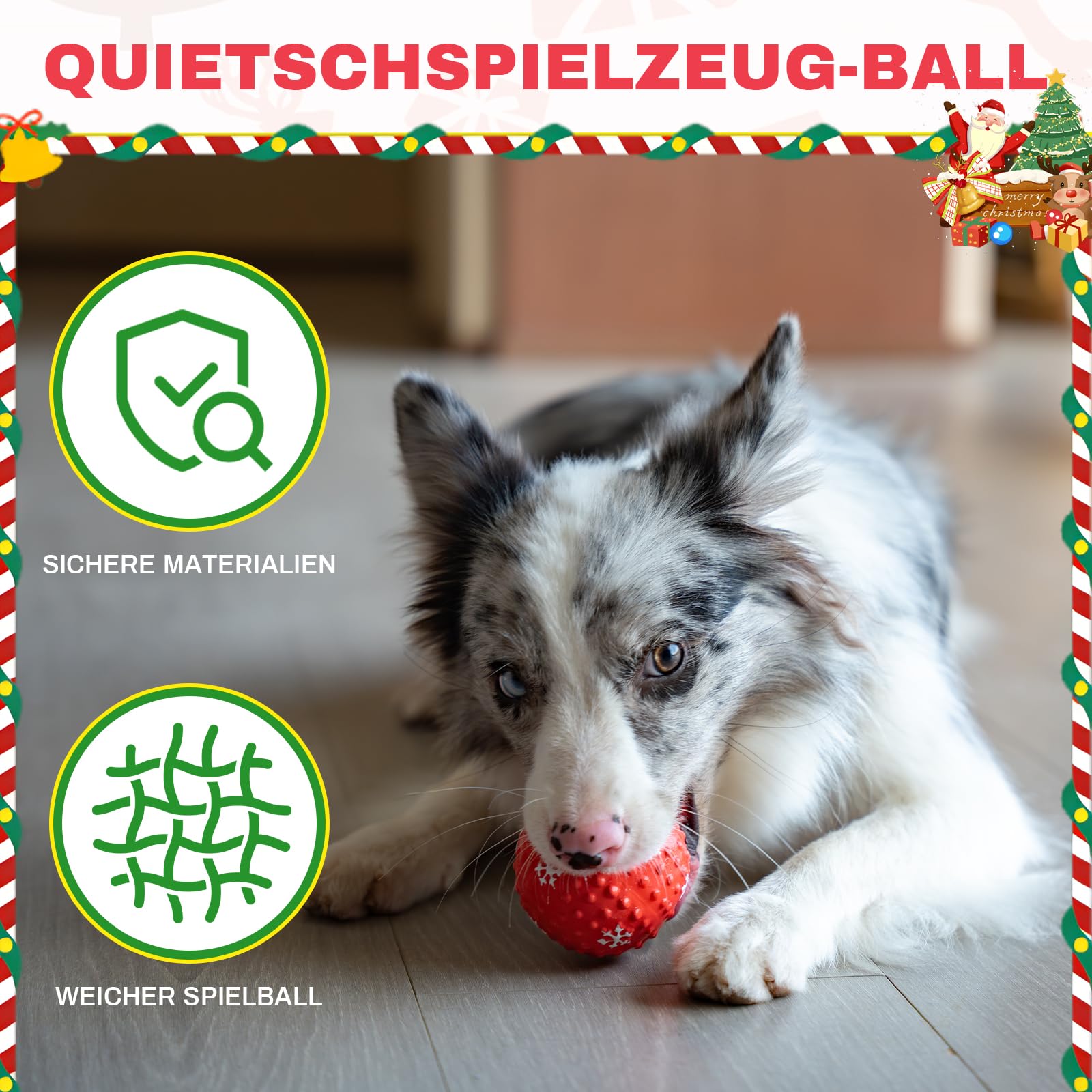 Arblina Hundespielzeug Weihnachten, Weihnachtgeschenke-Set (6er-Pack) für Kleine&Große Hunde, Interaktive Hundespiele mit Quietschspielzeug, Seilspielzeug, Gummiball und Plüschtier-Spielzeug