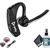 Poly Voyager 5200 Wireless Headset (Plantronics) - Single-Ear Bluetooth Headset w/Noise-Canceling Mic Bundle Including: Goby Labs Mic Cleaner, Electronic's Basket Fiber Cloth