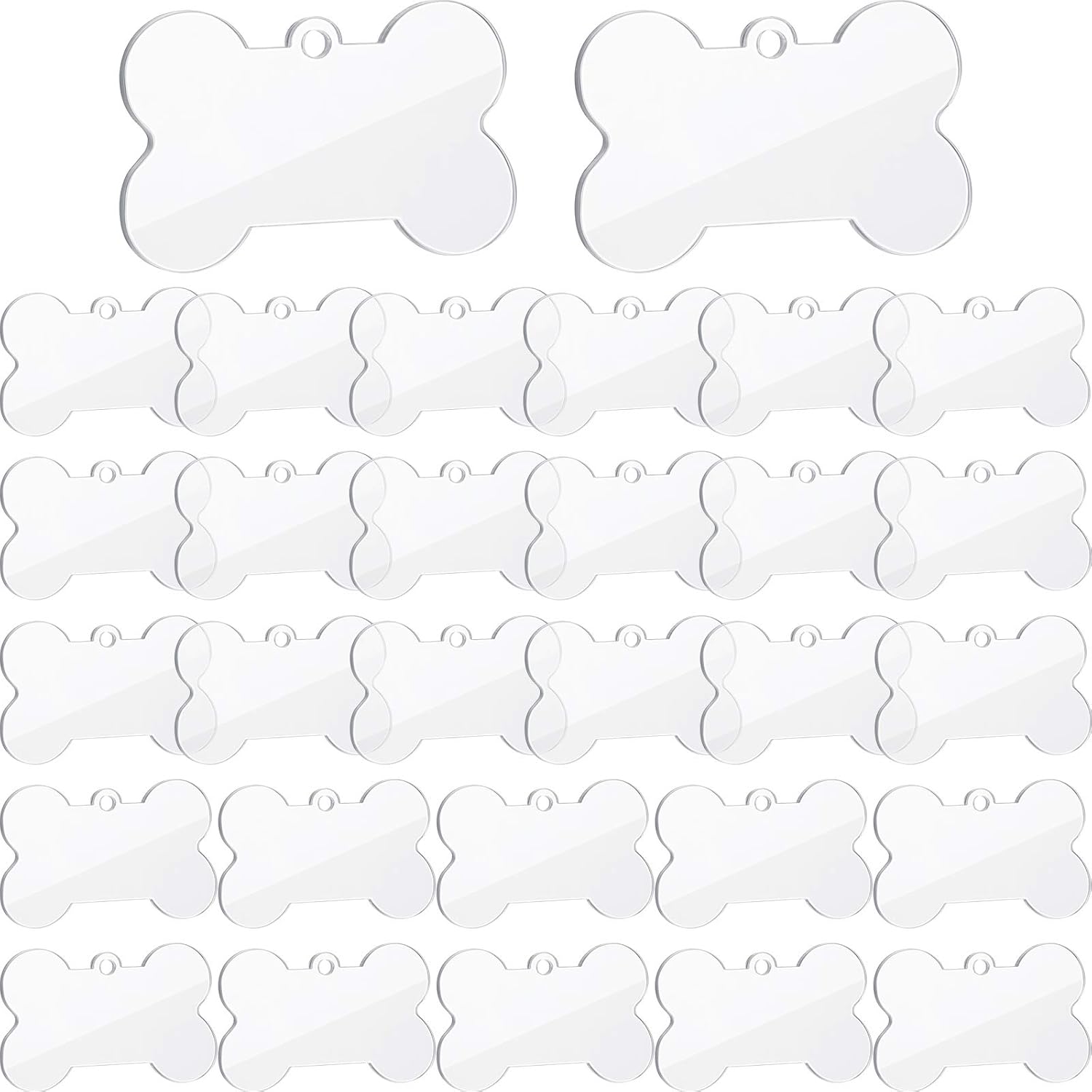 30 Pieces Acrylic Bone Blank Keychains Clear Key Chain Acrylic Blanks Dog Bone Shape Transparent Blanks DIY Keychain Precut Discs for Vinyl Accessories Projects