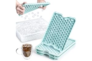 Combler Mini Ice Cube Tray with Lid and Bin, Ice Trays for Freezer 3 Pack, 123X3 Pcs Upgraded Round Ice Cube Trays, Mini Ice Maker, Crushed Ice Tray for Chilling Coffee Drinks, Kitchen Gadgets, Blue
