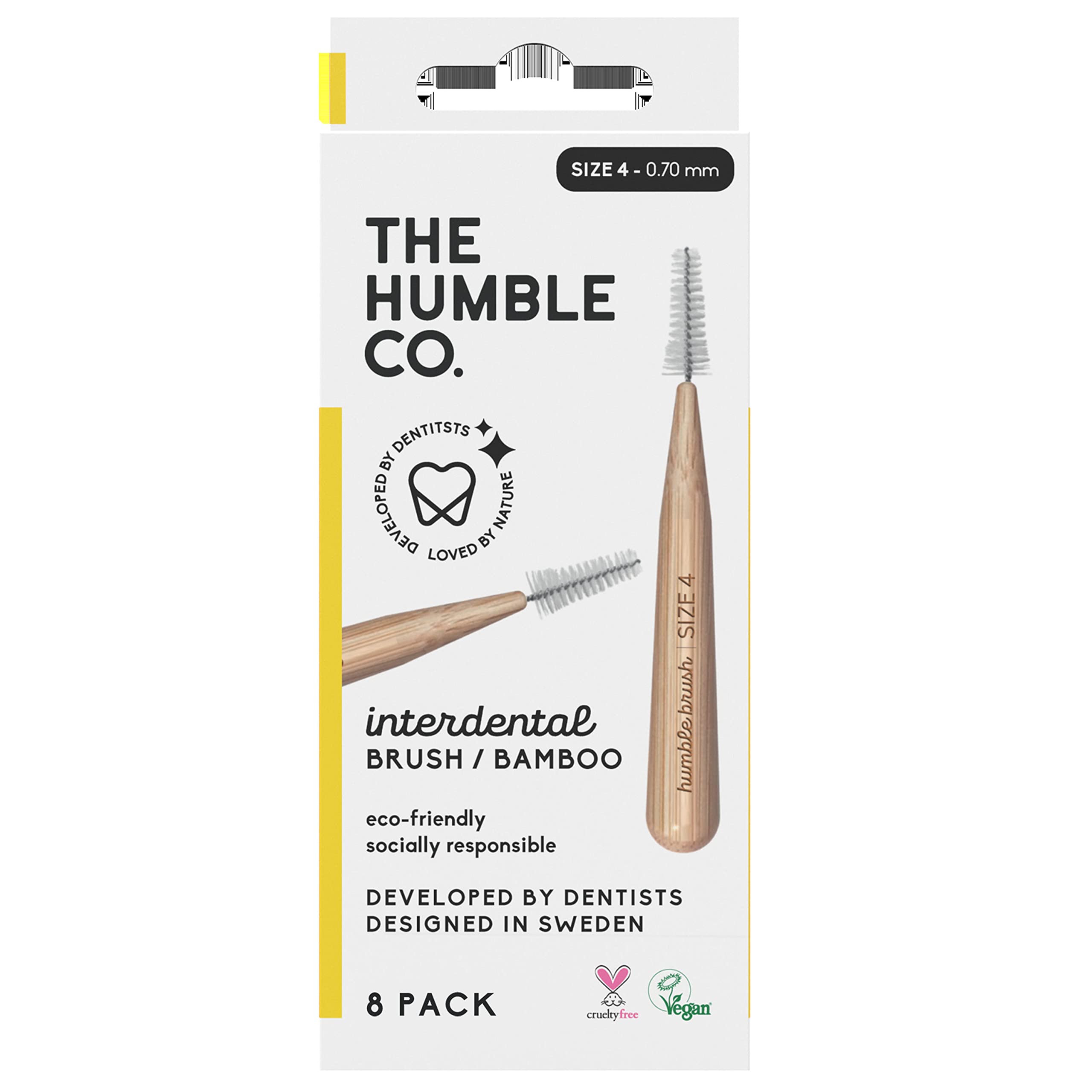 THE HUMBLE CO. - Interdental Brushes - Size 4-0,7 mm - Developed by Dentists - Designed in Sweden - Sustainable & Reusable - Vegan & Cruelty-Free - 8p