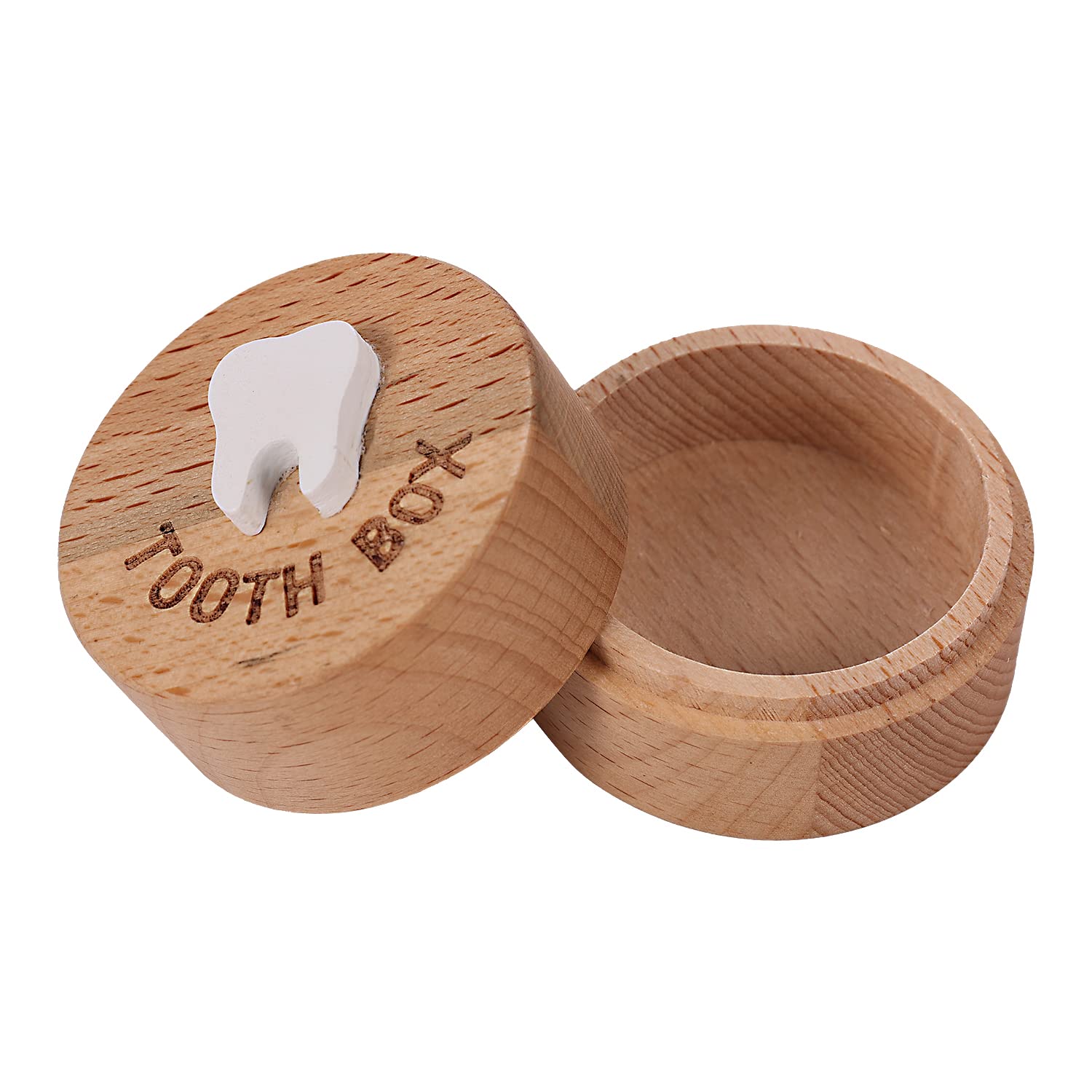 LUTER Tooth Fairy Box, 3D Wooden Tooth Box Keepsake Cute Tooth Holder Tooth Storage Box for Boys Girls