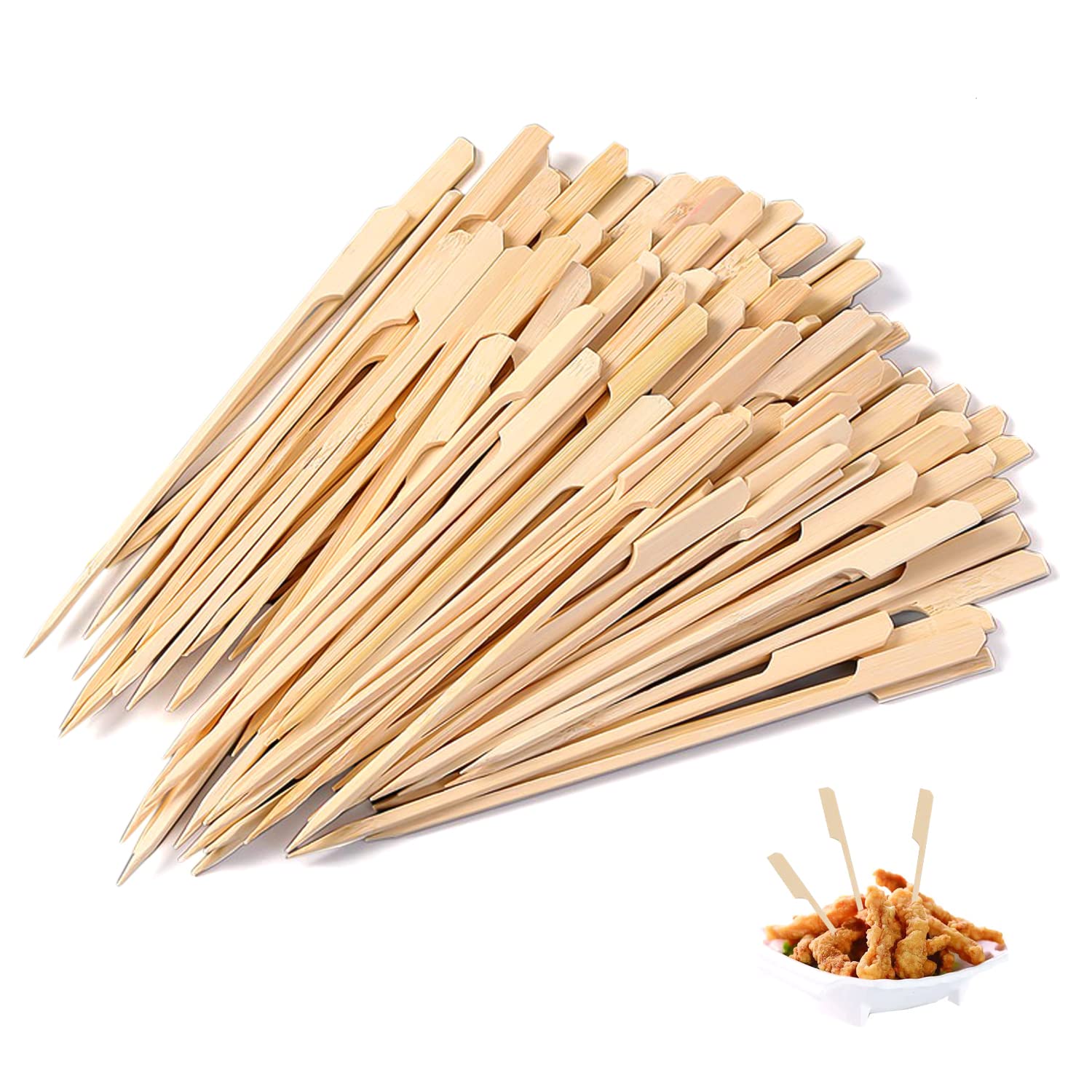 200pcs Bamboo Skewers, Eco-Friendly BBQ Sticks (12cm)