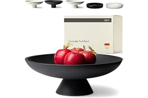 KIVY Concrete Fruit Bowl for Kitchen Counter - Large Decorative Bowl for Home Decor - Modern Key Bowl for Entryway Table - Pedestal Bowl - Fruit Basket for Home Decor - Black Fruit Bowl Decor