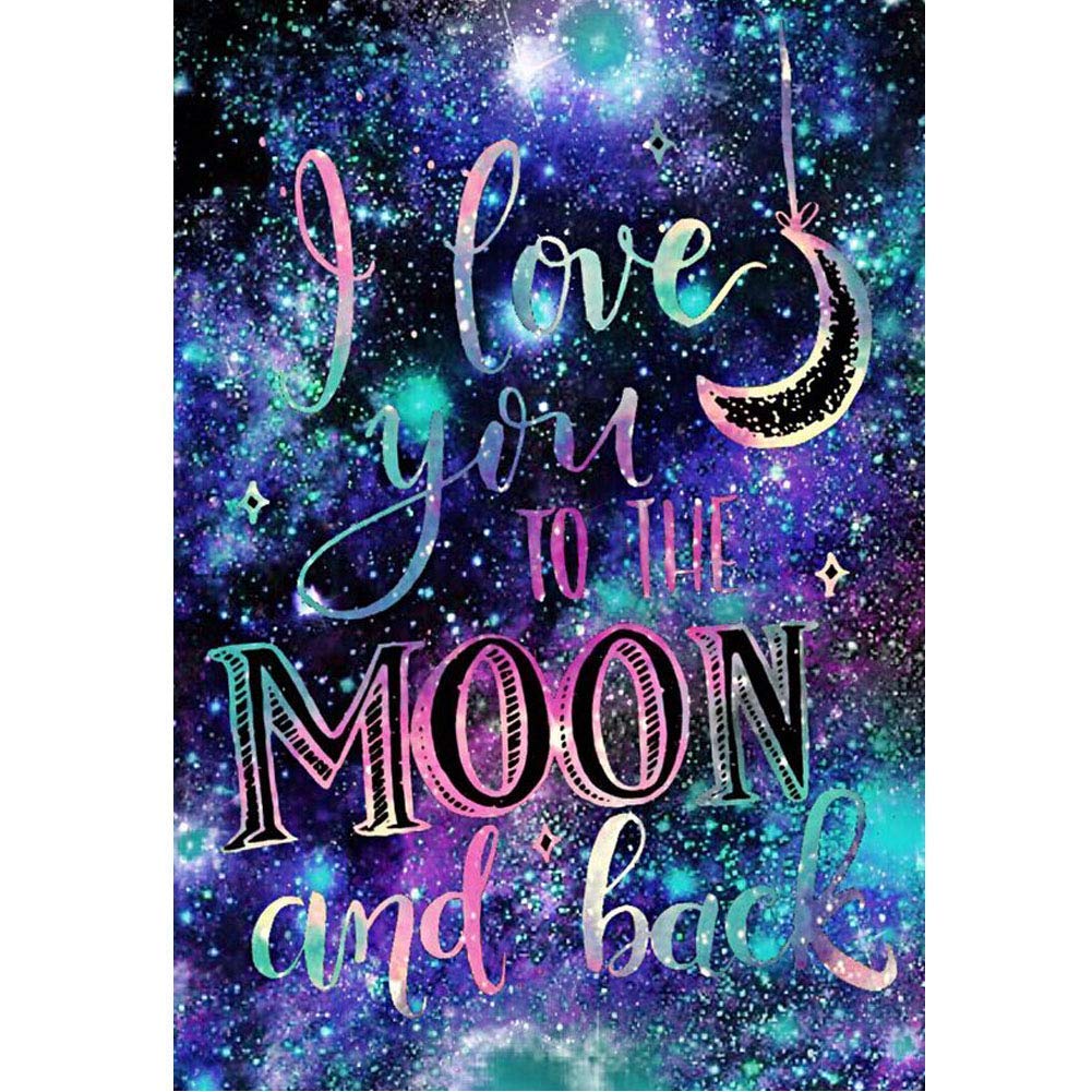DIY 5D Diamond Painting by Number Kits, Crystal Rhinestone Diamond Embroidery Paintings Pictures Arts Craft for Home Wall Decor, Full Drill,I Love You to The Moon and Back(30cm*40cm)