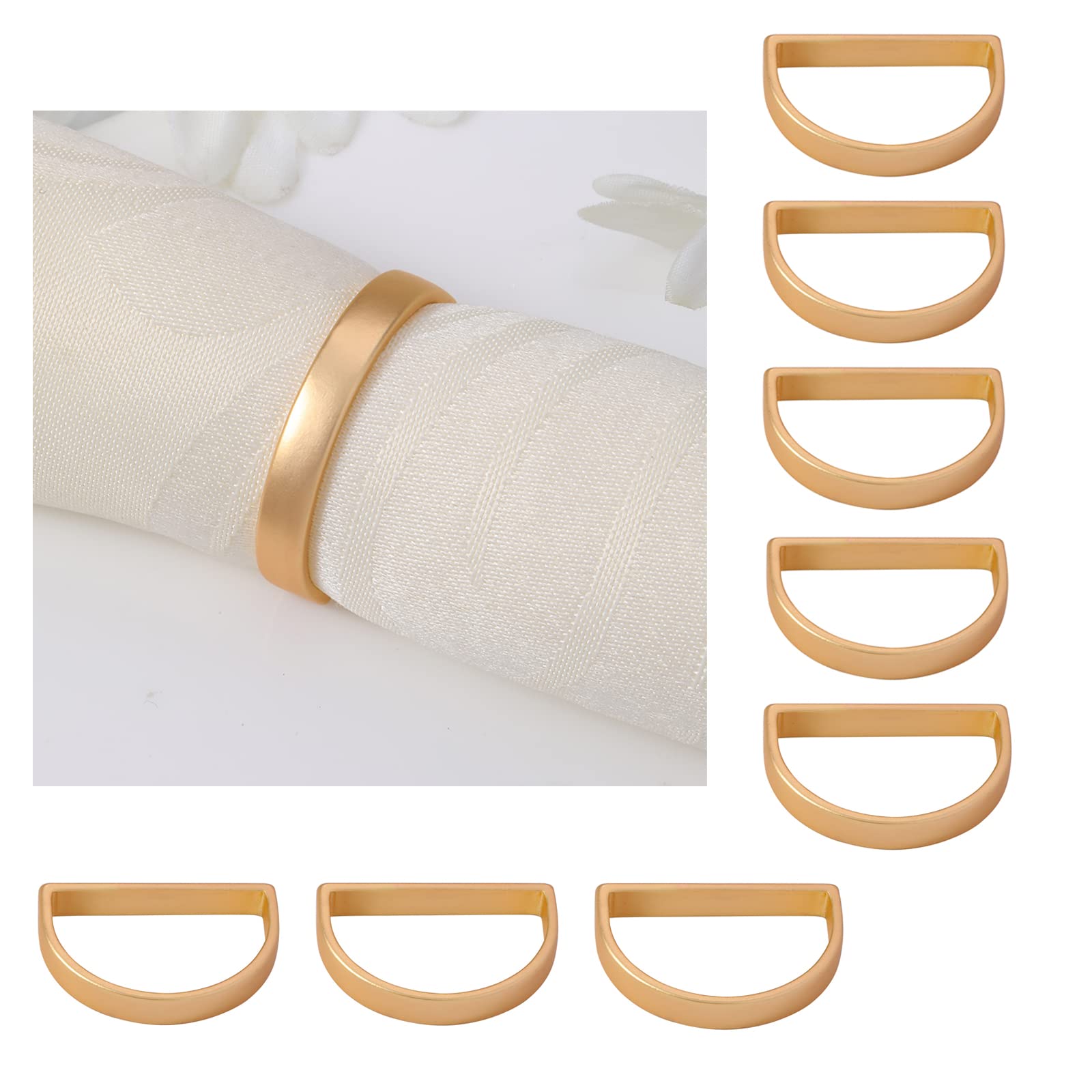 BSITSSS 8 Pcs Gold Napkin Rings, Metal Napkin Rings Set of 8, Elegant Gold Napkin Ring Napkin Holders Rings Napkin Buckle for Table Decoration Valentine Day Thanksgiving Christmas Anniversary Dinners