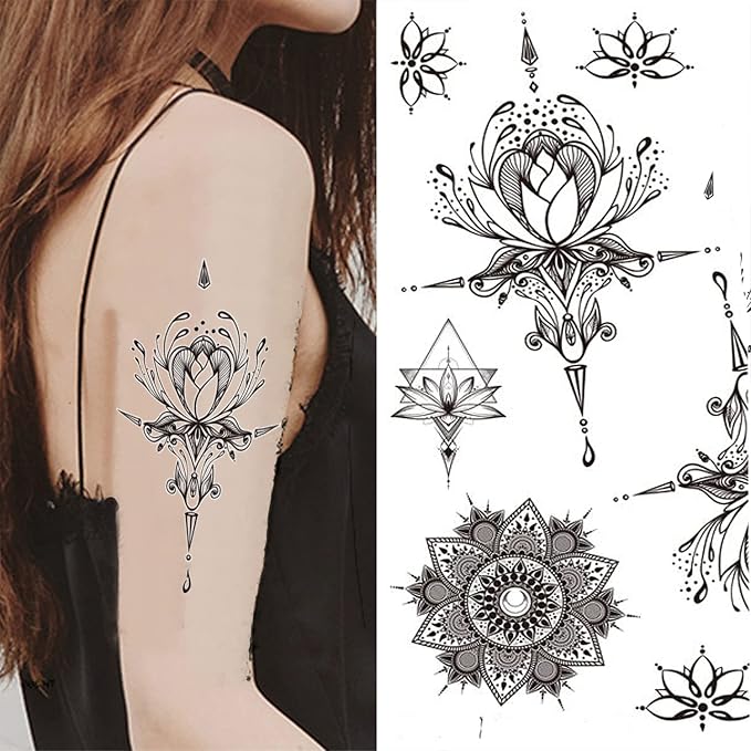 BLACK HENNA TEMPORARY TATTOOS FOR WOMEN53PCS Large