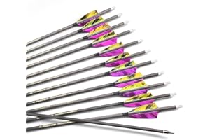 ACCMOS 6/12pc Custom Length Feathered Carbon Arrows 300 350 400 500 600 700 800 Spine Removable Tips 3" Turkey Feather Targeting Hunting Arrow for Traditional Bow Long-Bow Recurve Bow Compound Bow