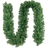 10Ft Christmas Garland Indoor Outdoor Decorations – Artificial Greenery Garland for Mantel Stairs Railing Fireplace Front Door Porch Windows – Green Christmas Decor for Holiday Wedding Party